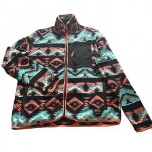 WESC Aztec Print Fleece Jacket Mens XL Womens XXL Full Zip Tribal Sweater
